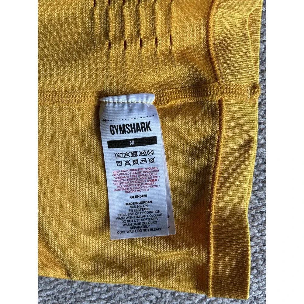 Gymshark Seamless Biker Shorts Women M .Mustard Yellow High Waisted Activewear.